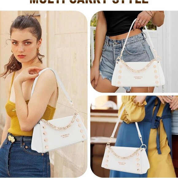 Small Shoulder Bag for Women Y2K Purse Designer Trendy Satchel Handbag Hobo Stud - Picture 6 of 7